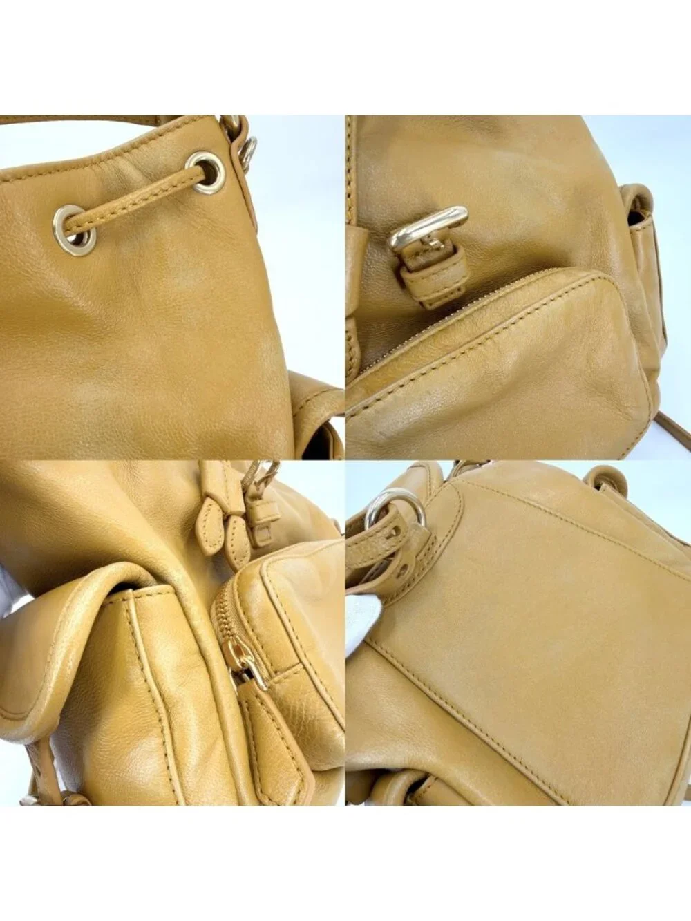 Miu Miu 2-Way Backpack Handbag Mustard Miu Miu Leather Yellow Gold Vintage